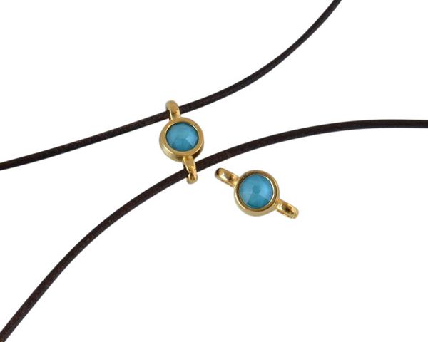 Swarovski and metal connector 10x5mm. Gold-Azure Blue.Inn.2m