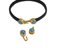 SWAROVSKI clasp with end cap. 2 pieces set 6x15mm-6x11mm. Gold-Azure Blue. Inn.5x2mm