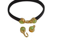 SWAROVSKI clasp with end cap. 2 pieces set 6x15mm-6x11mm. Gold-Lime. Inn.5x2mm
