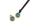 Swarovski and metal pendant coin 6.5x6.5mm. Gold-Azure Blue. Inn1.8mm
