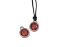 Swarovski and metal pendant coin 9x5x9.5mm. Silver-Padapradcha. Inn1.8mm