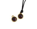 Swarovski and metal pendant coin 9x5x9.5mm. Gold-Burgundy. Inn1.8mm