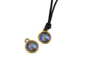Swarovski and metal pendant coin 9x5x9.5mm. Gold-Paradishine. Inn1.8mm