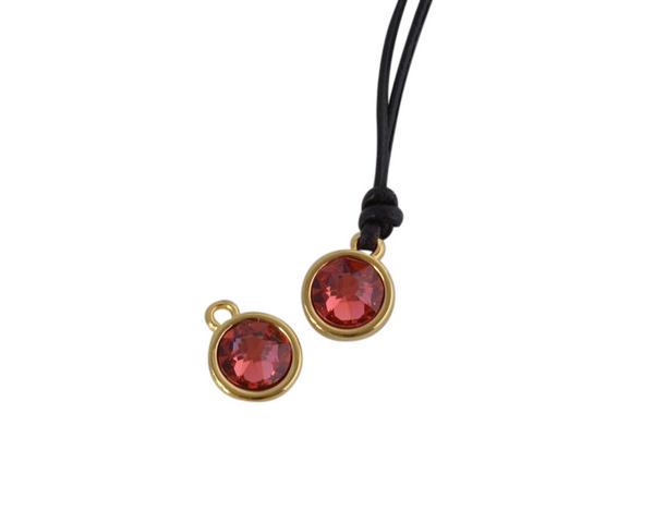 Swarovski and metal pendant coin 9x5x9.5mm. Gold-Padapradcha. Inn1.8mm