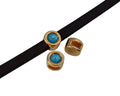 SWAROVSKI and Zamak Slider. 8mm coin. Gold-Azure Blue. Inn.5x2mm