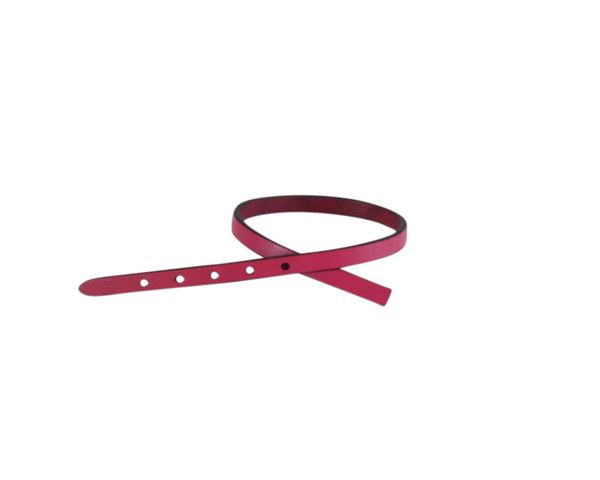 Leather cord strand for buckle clasp 230x6mm. Fuchsia-black edges. Best Quality
