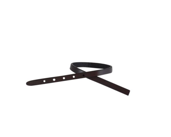 Leather cord strand for buckle clasp 230x6mm. Dark brown-black edges. Best Quality