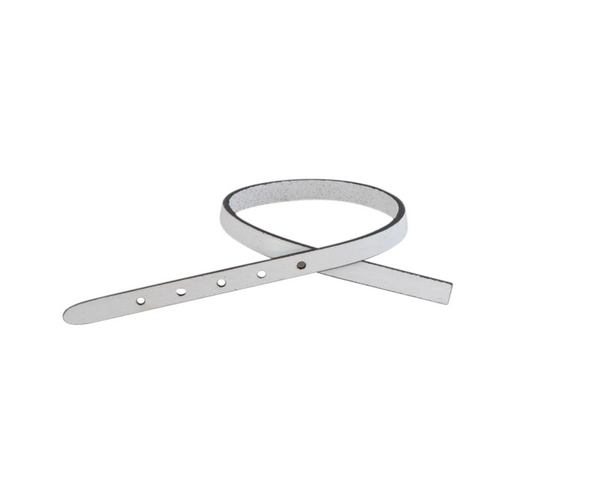Leather cord strand for buckle clasp 230x6mm. White-black edges. Best Quality