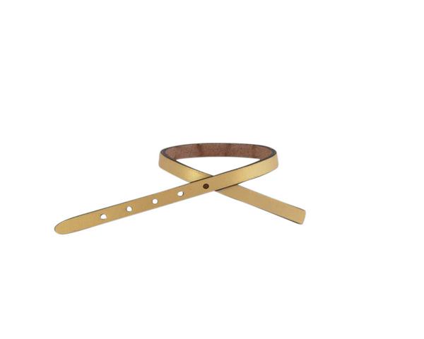 Leather cord strand for buckle clasp 230x6mm. Metallic Gold-black edges. Best Quality