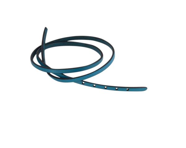 Leather cord strand for buckle clasp 590x5mm. Blue turquoise-black edges. Best Quality