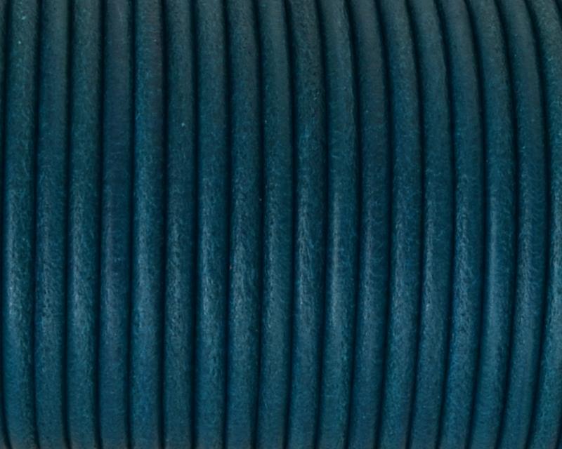 Rounud Leather cord 3mm. Turquoise. Best Quality