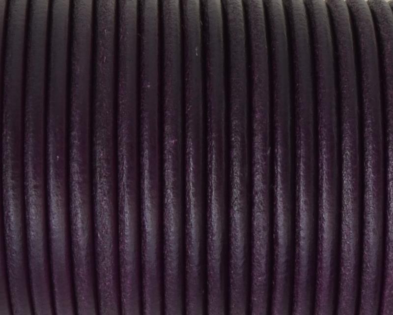 Rounud Leather cord 3mm. Plum. Best Quality