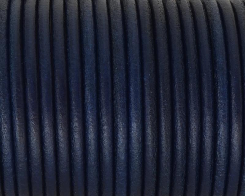 Rounud Leather cord 3mm. Navy Blue. Best Quality