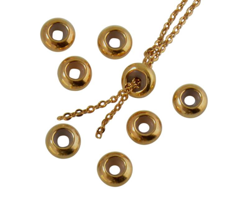 Metal bead Brass bead stopper 5.8x2.8mm. Gold. Inn.2mm
