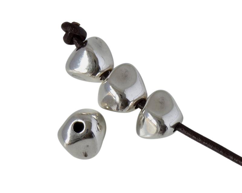 Metal bead Zamak slider irregular 13x10x10.5mm. Silver. Inn.3mm