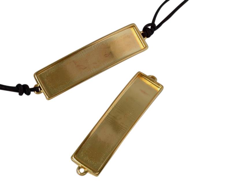 Zamak connector 52.5x12.6mm. For 10x2mm leather. Gold. Inn.1.5mm