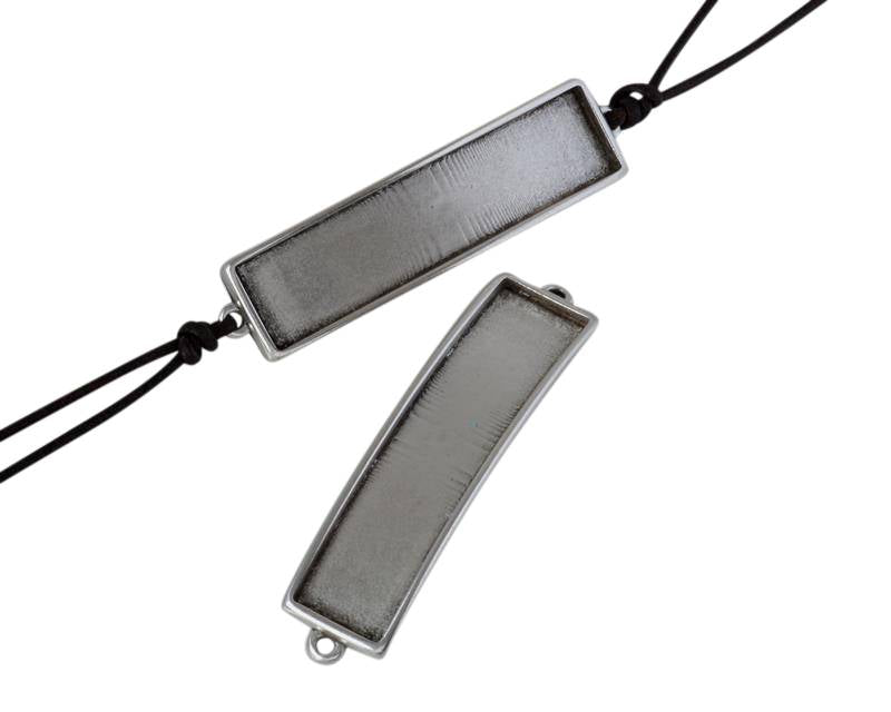 Zamak connector 52.5x12.6mm. For 10x2mm leather. Silver. Inn.1.5mm