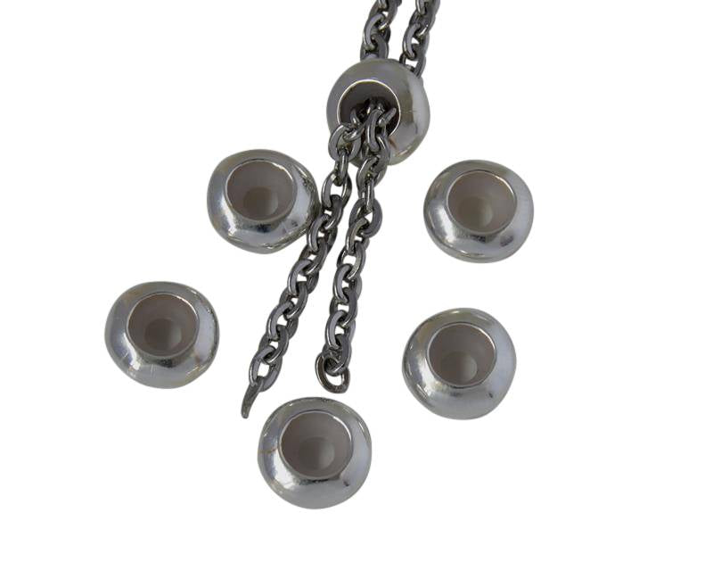 Bead stopper brass rondelle with silicone 10x4.2mm. Shiny silver. Inn.3mm