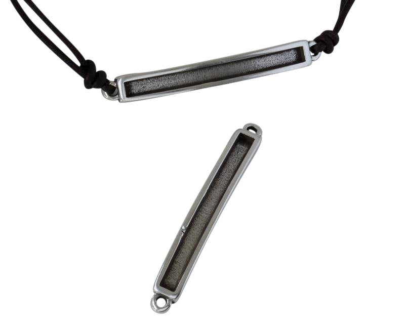 Zamak connector 44x5.6mm.For 3mm leather. Silver. Inn.1.5mm