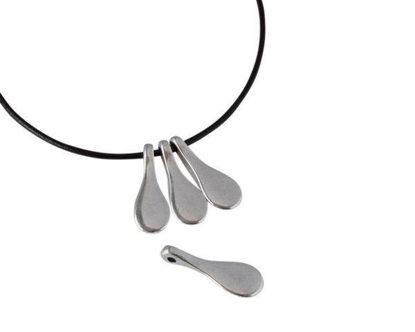 Tear pendant 28x9mm. Zamak Silver. Inn.1.8mm
