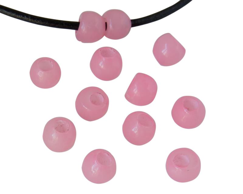 Round Resin 7x7x5mm. Opaque pink. Inn.3mm aprox. Best Quality.