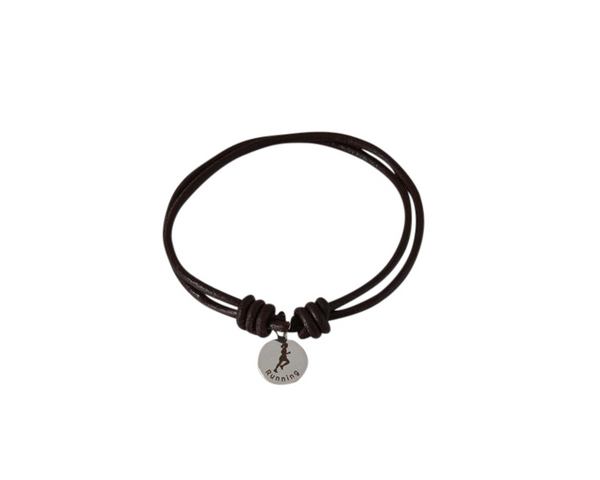 Running bracelet with 2mm leather.Adjustable.Dark Brown.Best Quality