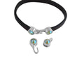 SWAROVSKI clasp with end cap. 2 pieces set 6x15mm-6x11mm. Silver-Peridot Shimmer. Inn.5x2mm