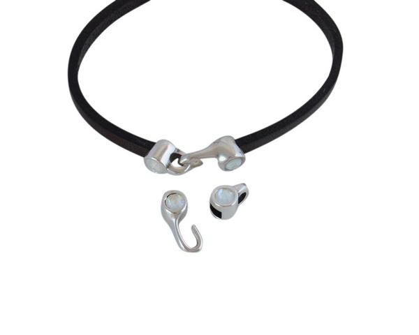SWAROVSKI and metal clasp 11x4.5mm with end cap coin. Gold-Light Grey Delite. Inn.3x2mm