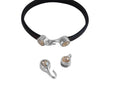 SWAROVSKI clasp with end cap. 2 pieces set 6x15mm-6x11mm. Silver-Golden Shadow. Inn.5x2mm