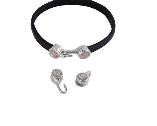 SWAROVSKI clasp with end cap. 2 pieces set 6x15mm-6x11mm. Gold-Cappuccino Delite. Inn.5x2mm