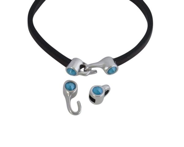 SWAROVSKI and metal clasp 11x4.5mm with end cap coin. Gold-Azure Blue. Inn.3x2mm