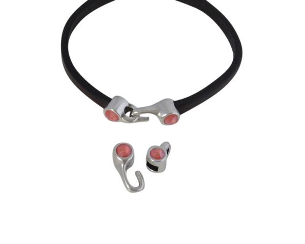 SWAROVSKI and metal clasp 11x4.5mm with end cap coin. Gold-Light Coral. Inn.3x2mm