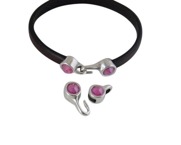 SWAROVSKI clasp with end cap. 2 pieces set 6x15mm-6x11mm. Silver-PeonyPin. Inn.5x2mm