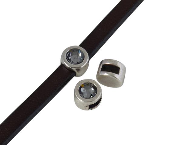 SWAROVSKI and Zamak Slider. 8mm coin. Silver-SilverNight. Inn.5x2mm
