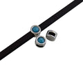 SWAROVSKI and Zamak Slider. 8mm coin. Silver-Azure Blue. Inn.5x2mm