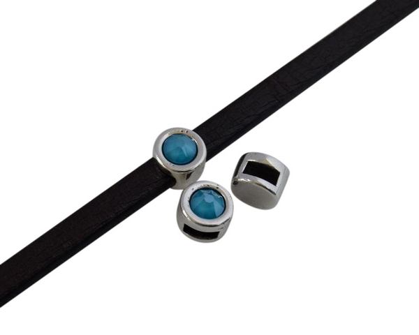 SWAROVSKI and Zamak Slider. 8mm coin. Silver-Azure Blue. Inn.5x2mm