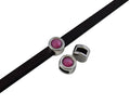 SWAROVSKI and Zamak Slider. 8mm coin. Silver-PeonyPin. Inn.5x2mm