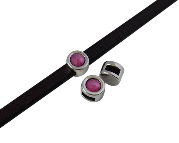 SWAROVSKI and Zamak Slider. 8mm coin. Silver-PeonyPin. Inn.5x2mm