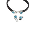 SWAROVSKI clasp with end cap. 2 pieces set 6x15mm-6x11mm. Silver-Azure Blue. Inn.5x2mm