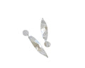 Leaf earrings Brass 46x11mm. Shiny Silver. Top Quality