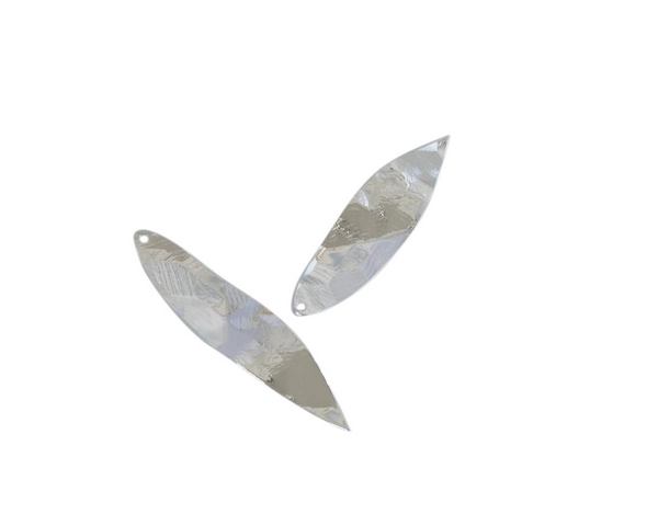 Leaf pendant Brass 62x14mm. Shiny Silver. Inn.1.5mm. Top Quality