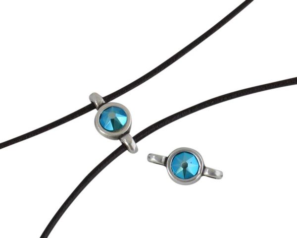 Swarovski and metal connector 10x5mm. Silver-Blue Zircon Shimmer.Inn.2m