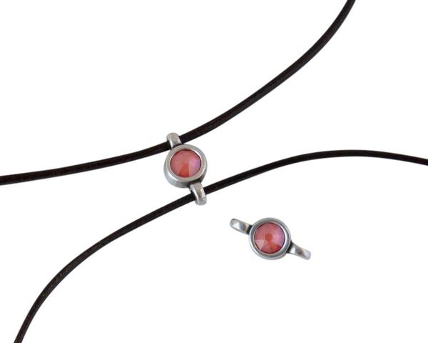 Swarovski and metal connector 10x5mm. Silver-Light Coral.Inn.2m