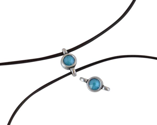 Swarovski and metal connector 10x5mm. Silver-Azure Blue.Inn.2m