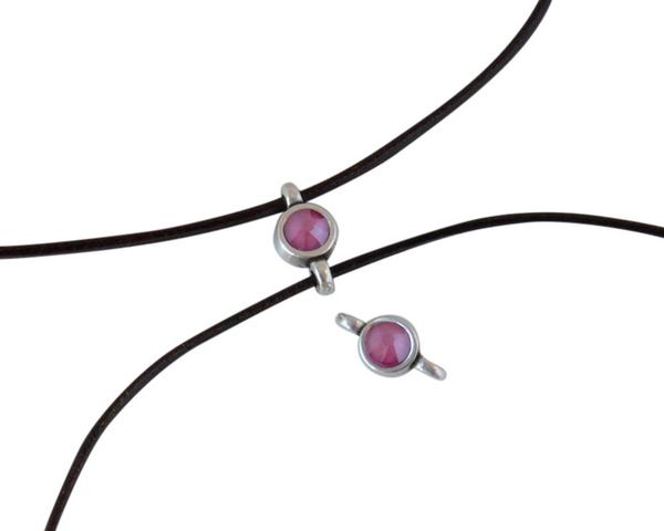 Swarovski and metal connector 10x5mm. Silver-Peony Pink.Inn.2m