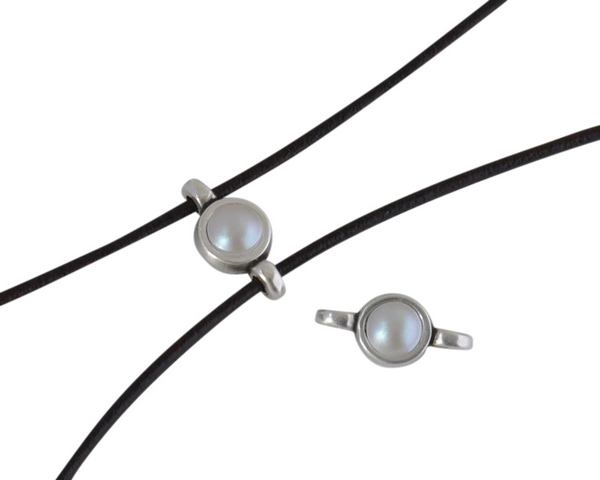 Swarovski and metal connector 10x5mm. Silver-Grey Light Pearl.Inn.2m