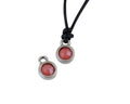 Swarovski and metal pendant coin 6.5x6.5mm. Silver-Light Coral. Inn1.8mm
