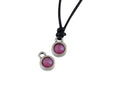 Swarovski and metal pendant coin 6.5x6.5mm. Silver-Peony Pink. Inn1.8mm