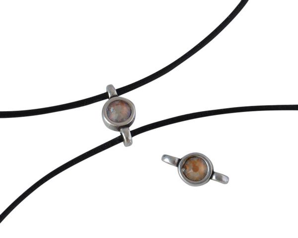 Swarovski and metal connector 10x5mm. Silver-Ochre Delite.Inn.2m