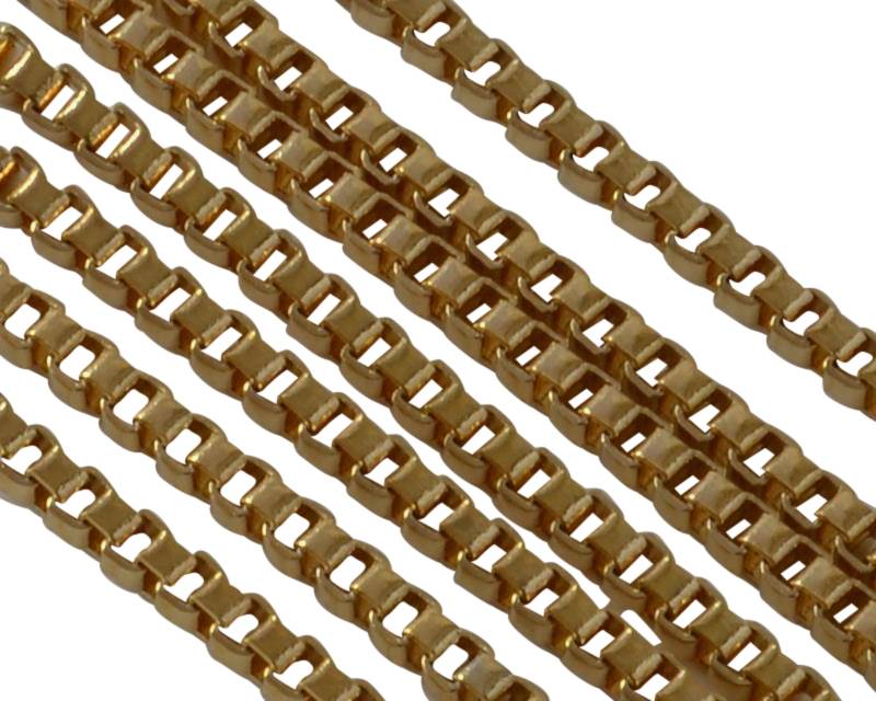 Stainless Steel Square Chain 1.5mm. Stainless Steel 304. Gold